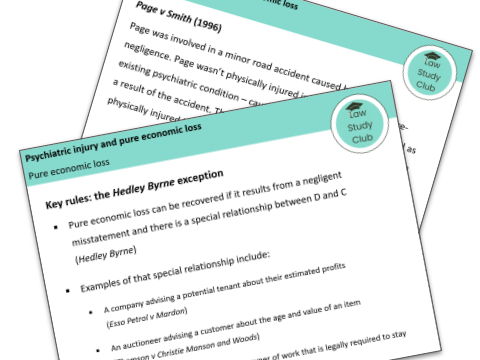 Pure economic loss and psychiatric injury - Lesson slides (AQA A-level law)