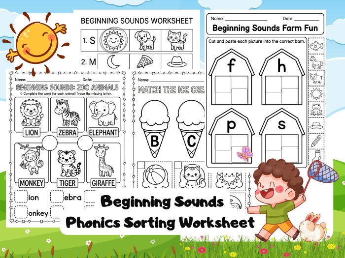 Beginning Sounds Cut and Paste Houses | Phonics Sorting Worksheet