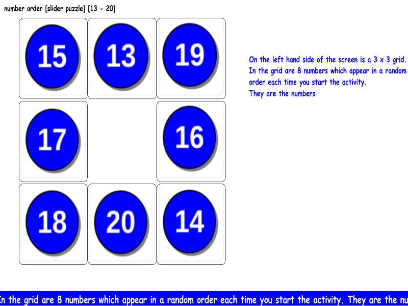 number [slider puzzle] [13 - 20]