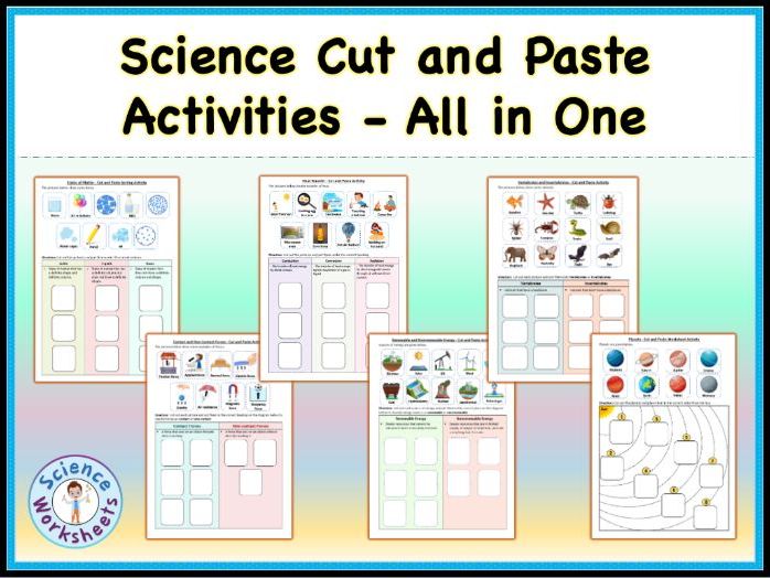 Science Cut and Paste Activities - All in One  (Printable PDFs Worksheets)