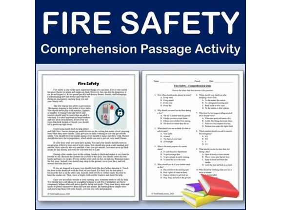 Fire Safety Reading Comp Passage & Activity | Editable