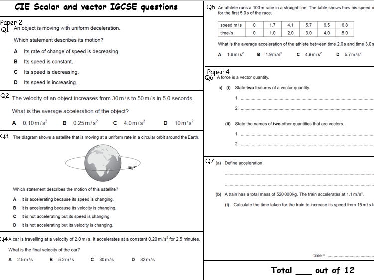 Scalar and Vector for IGCSE Physics 0625 CIE Unit 1