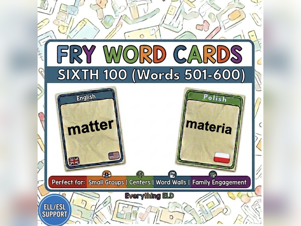 Polish-English Fry Words: Sixth 100 Flashcards