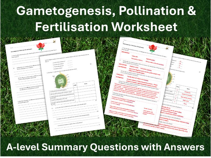Plant Reproduction & Gametogenesis Question Sheet