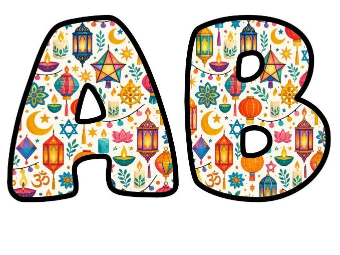 World Festivals Lanterns Bubble Letters | Around the World Bulletin Board Letters