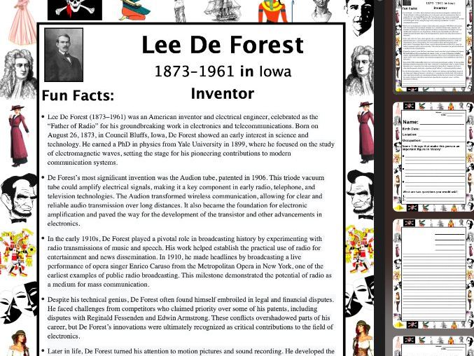 Lee De Forest PACKET & ACTIVITIES, Important Historical Figures Series