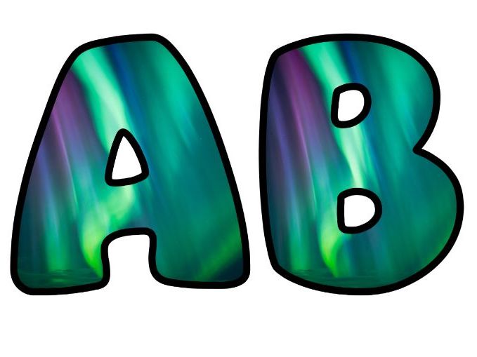 Aurora Borealis Space Alphabet Letters