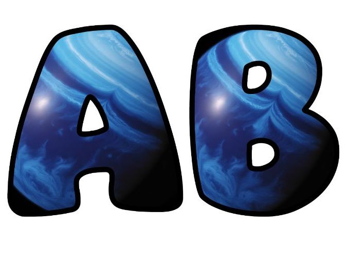 Neptune Space Travel Classroom Display | Lettering Set | Upper & Lowercase, 0-9 and Signs