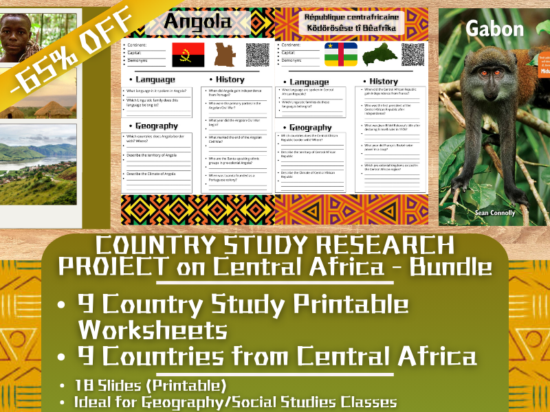 Country Study Research Project - Central Africa - Social Studies Report - Bundle