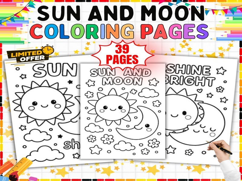 Moon Coloring Pages | 39 Sun and Star Coloring Sheets for Calm Classroom Time