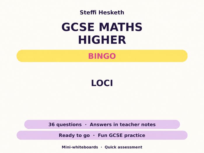 Loci GCSE Maths Higher Bingo