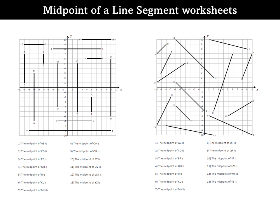 Midpoint of a Line Segment worksheets
