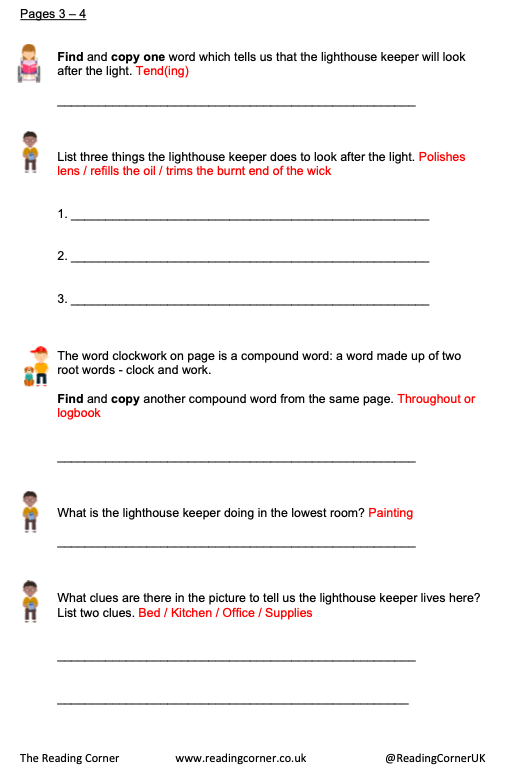 Hello Lighthouse by Sophie Blackall Reading Comprehension Questions and