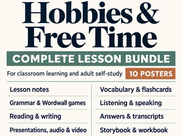 Beginner French Lesson 4: Hobbies and Free Time Complete Bundle