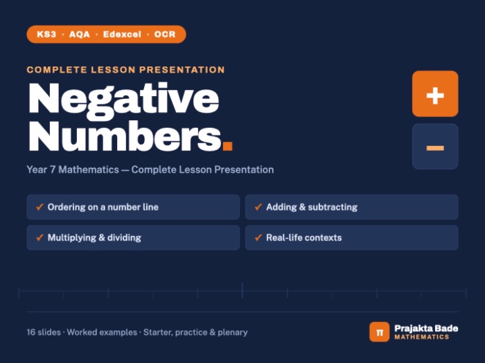 Year 7 Maths | Negative Numbers | Lesson PPT
