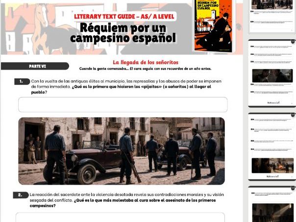 AS/A Level Spanish Guided Reading Worksheet: Réquiem por un campesino español (Parte VI)