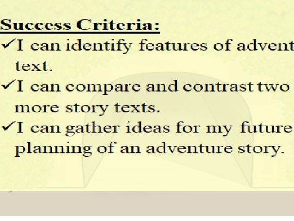 Adventure Stories Unit of Work/Adventure Fiction