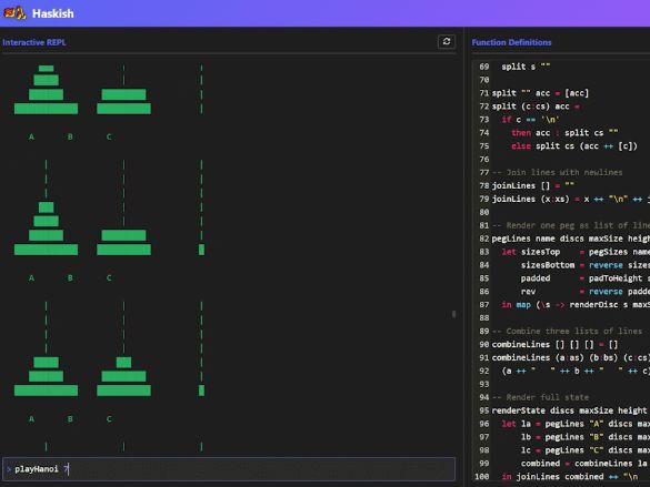 Haskish | Haskell‑Style Programming Playground & REPL in Your Browser