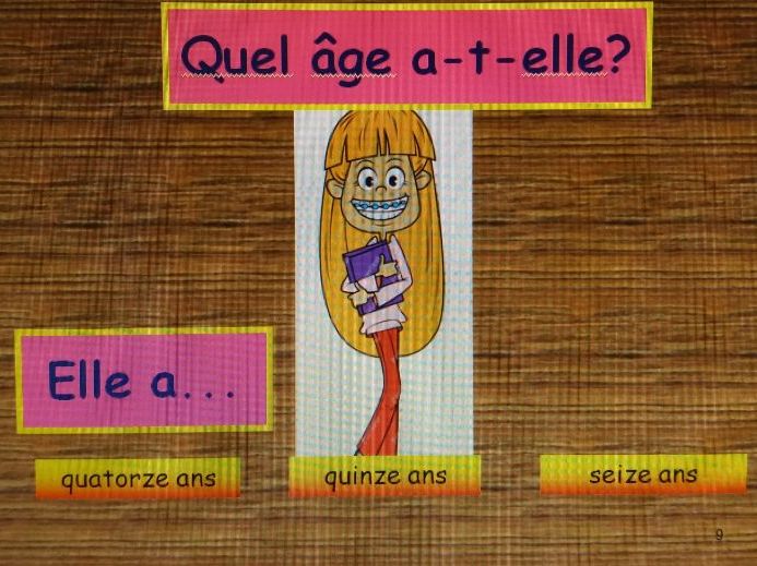 Ask and answer question about age in the third person singular [French] up to 100.