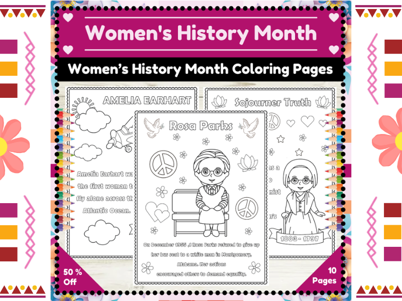 Women’s History Month Coloring Pages Posters : Social Studies Activities
