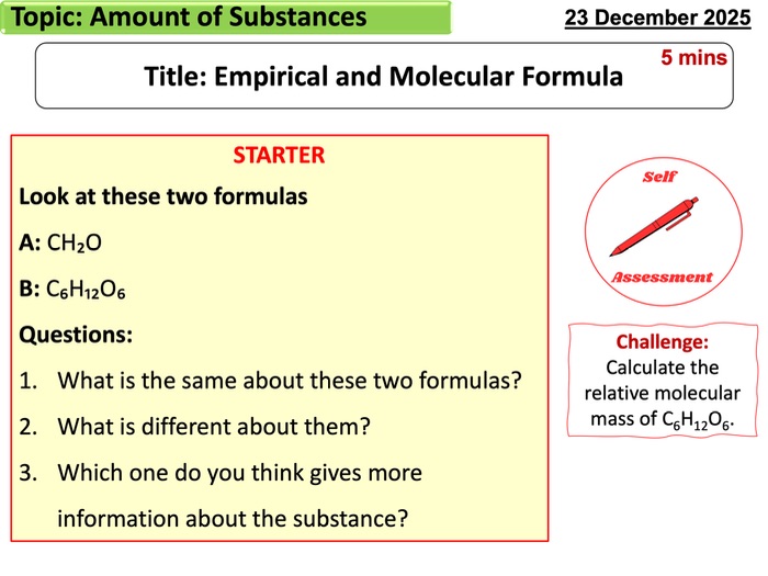 AS & A level Chemistry: Calculating Empirical & Molecular Formulae- Lesson 4 (Topic 2)