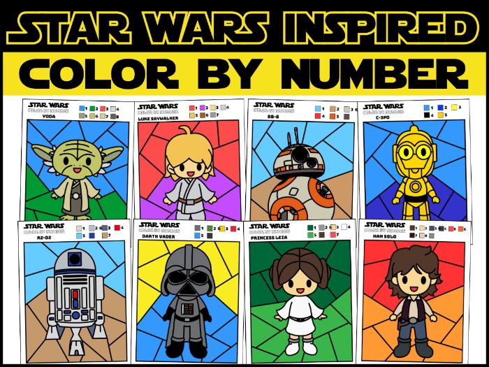 Star Wars Color by Number | 8 Character Sheets