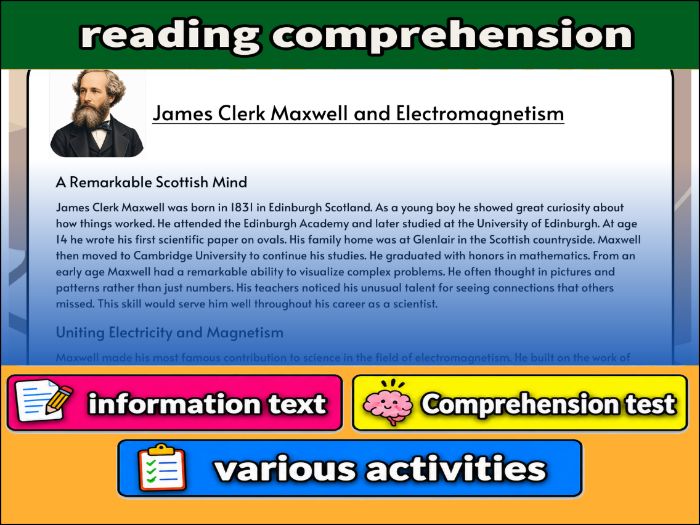 James Clerk Maxwell and Electromagnetism- Reading Comprehension, Worksheet & Activities