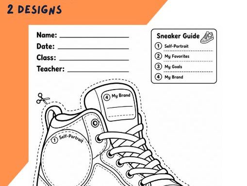 All about me - Sneaker Trainer bulletin board design and worksheets