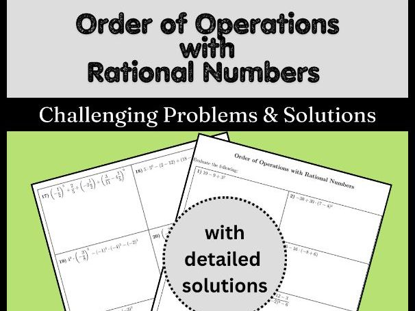 Order of Operations with Rational Numbers Challenging Problems & Solutions