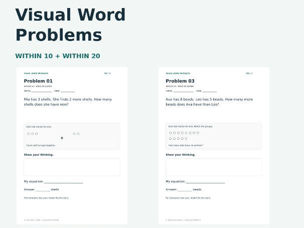 Year 1 Maths: Visual Word Problems Within 20