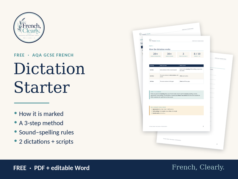 FREE AQA GCSE French Dictation Starter (8652) – Method, Sound–Spelling Rules & Practice