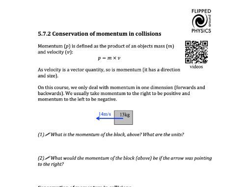 Conservation of momentum in collisions