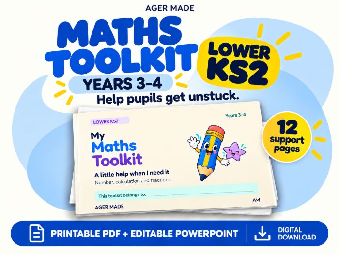 Lower KS2 Maths Toolkit | Year 3 & 4 | PDF and Editable PowerPoint
