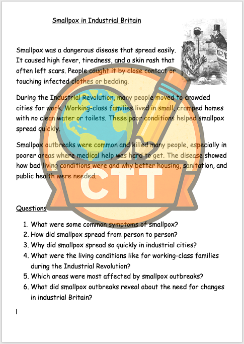OCR Entry Level History - People's Health - Smallpox Lesson | Teaching ...