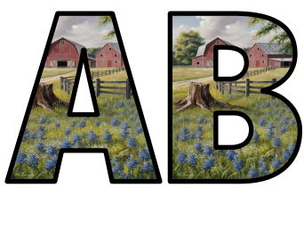 Farm Meadow Countryside Lettering Set Display Title Letters Numbers Signs