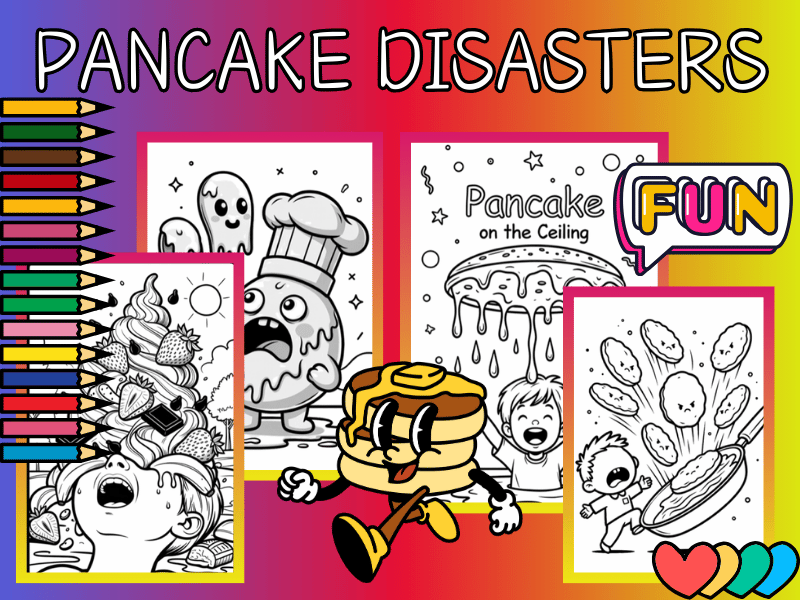 Pancake Day Coloring Pages | Shrove Tuesday No Prep Funny Pancake Disasters