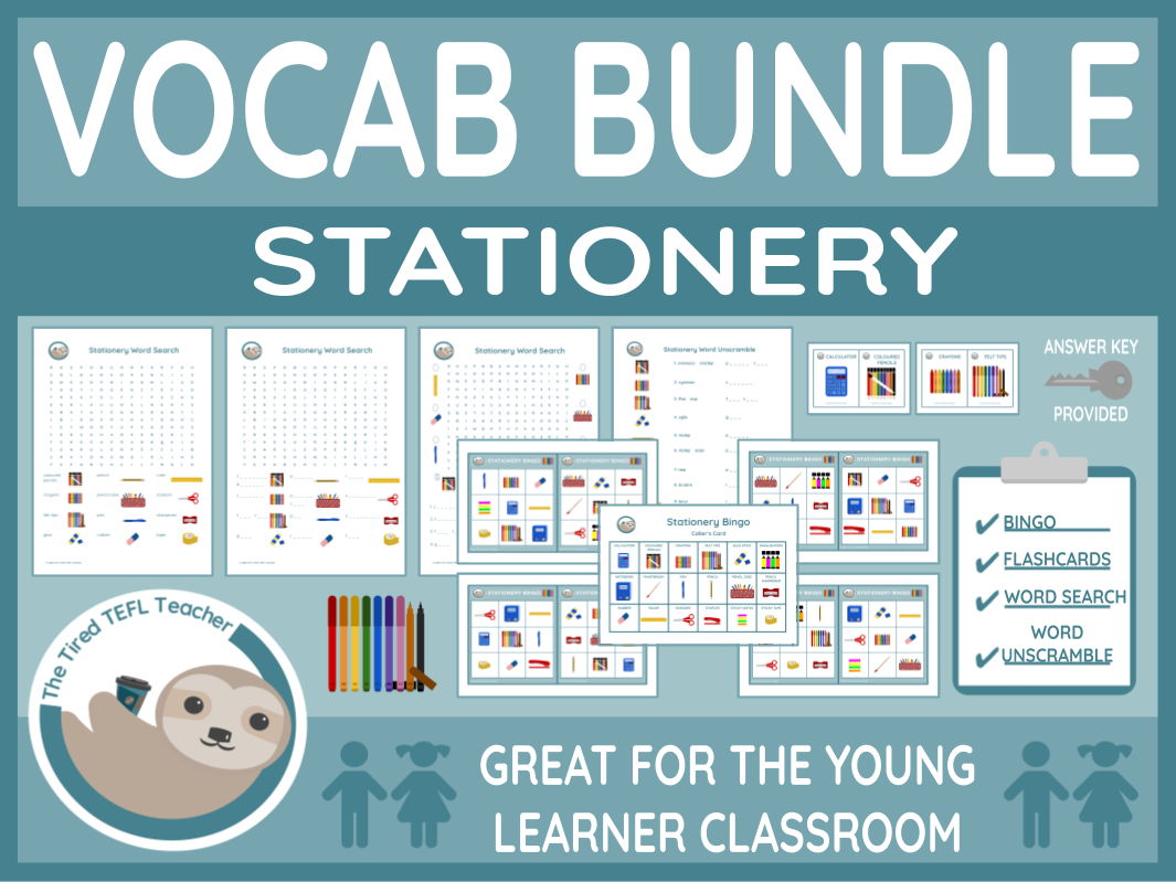 ESL Stationery Vocabulary Bundle