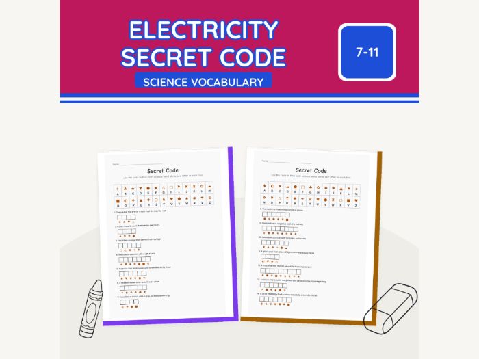 Electricity Secret Code KS2 Science | 7 pp