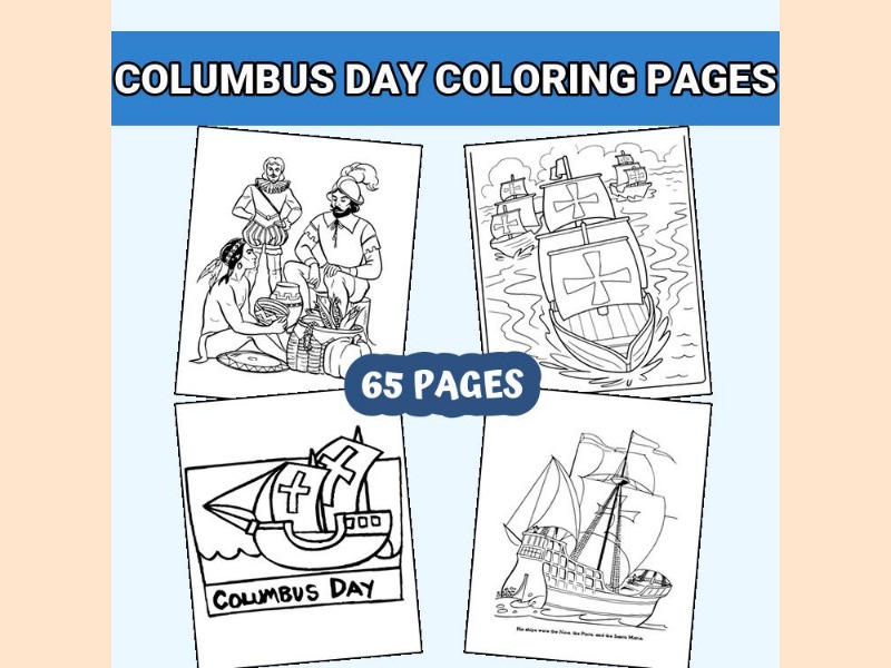 Fun Columbus Day Coloring Pages for Kids and Adults - Printable PDF ...