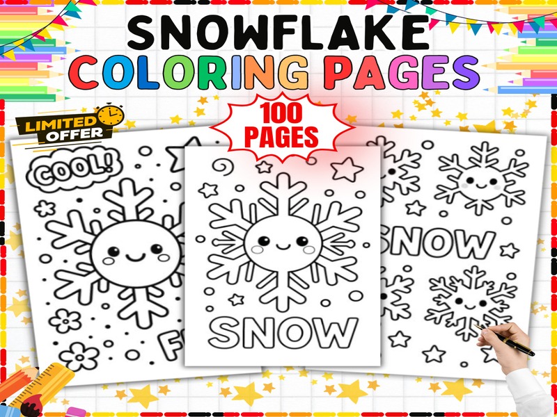 Snowflake Coloring Pages | 100 Sheets | Winter Symmetry Printables for Kids