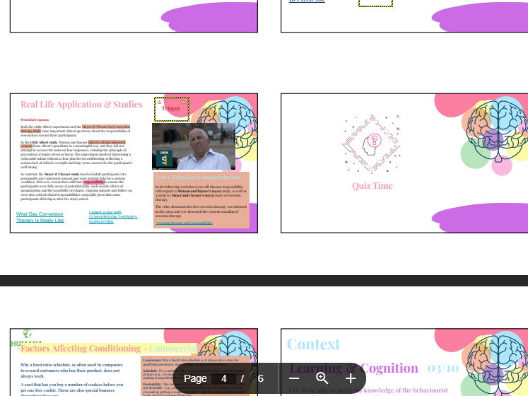 Learning & Cognition: Conditioning theory and real life application