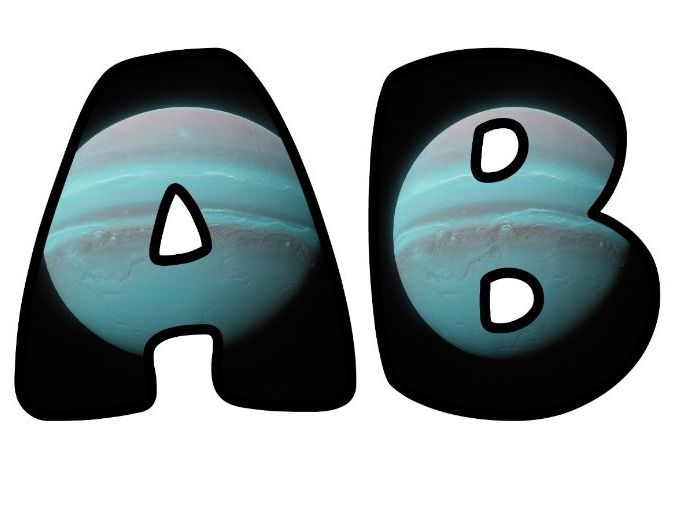 Planet Uranus Blue Classroom Display | Lettering Set | Upper & Lowercase, 0-9 and Signs