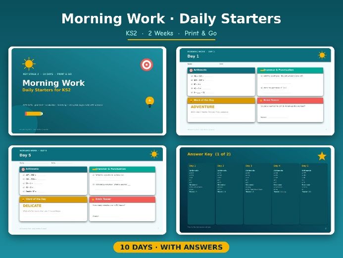 KS2 Morning Work — Daily Starters (2 Weeks)