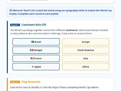 Key Stage 2 World Cup Geography tasks