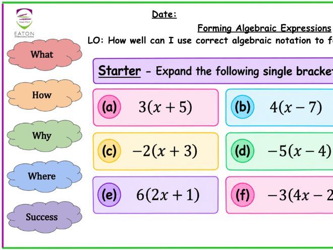 Forming Algebraic Expressions (Improved Slides)