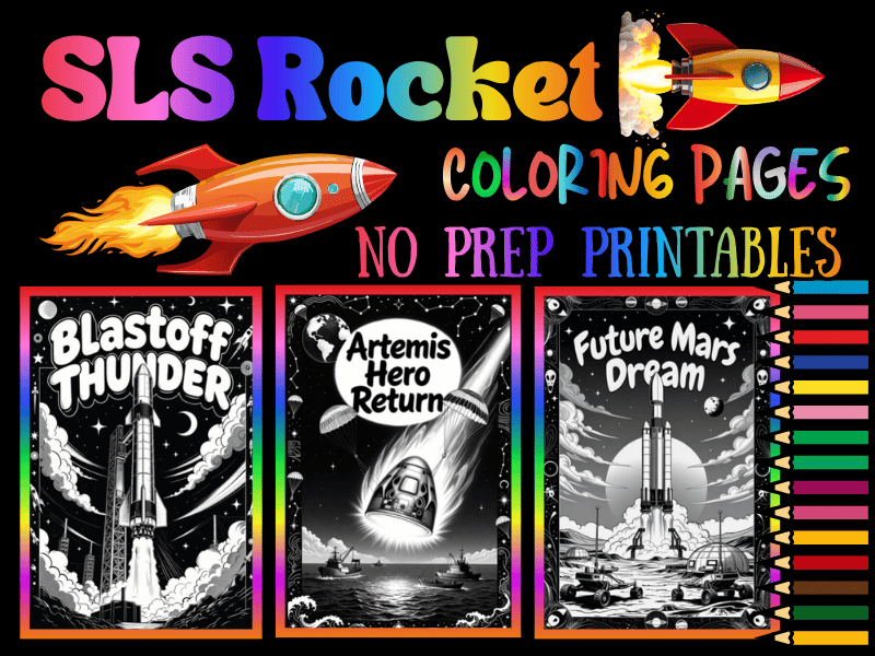 SLS Rocket Coloring Pages for Kids | NASA STEM NO PREP Printable Activity Pack