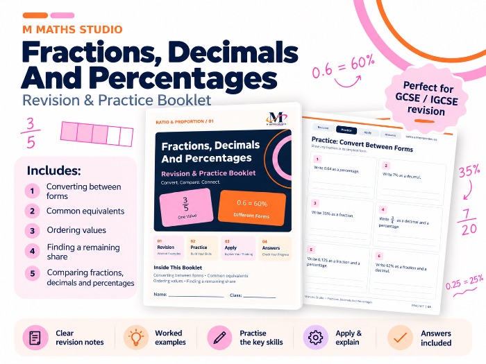 Fractions Decimals & Percentages | Revision Booklet