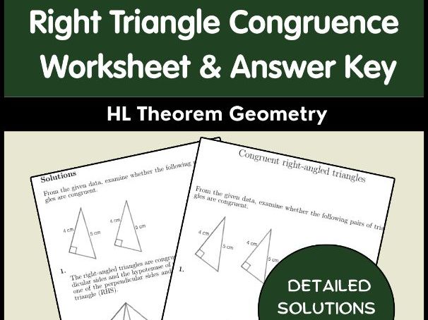 Right Triangle Congruence Worksheet & Answer Key | HL Theorem Geometry