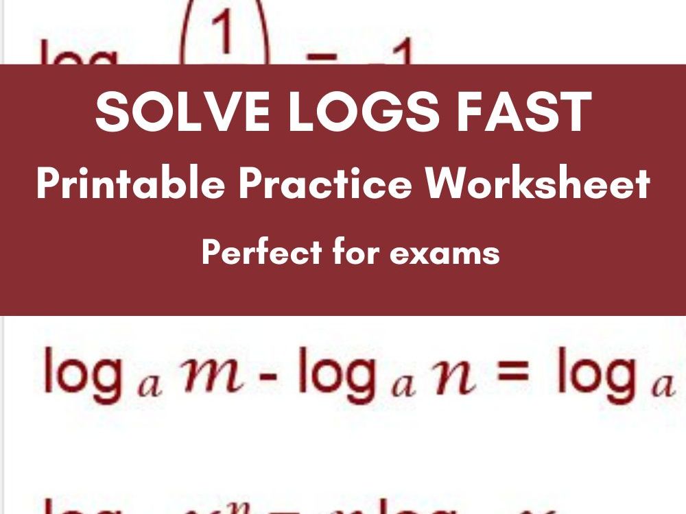 Laws of Logarithms Worksheet + Answers | Perfect for Revision & Homework