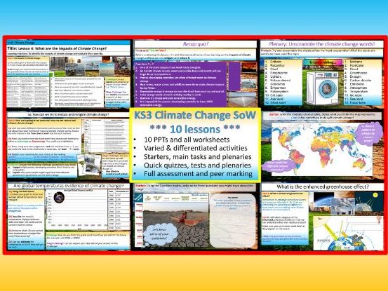 KS3 Geography Climate Change & Global Warming SoW! 10 lessons, causes, impacts, mitigation
